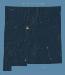 New Mexico at Night Fine Art Print Map